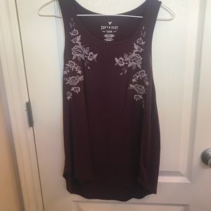 AE Soft & Sexy Maroon Embroidered Top M